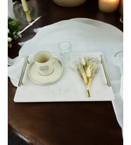 Gentle Damat Kahve Fincan Tepsisi (Krem)
