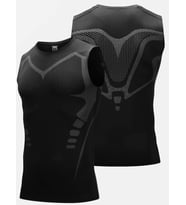 Ghassy Co. Erkek Fitness Hızlı Kuruma Nefes Alabilen Çapraz Daraltma Tipi Kolsuz Spor T-shirt  (Siyah)