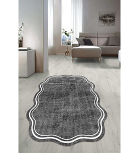 Dijital Baskılı Kaymaz Taban Yıkanabilir Lazer Kesim Salon Halısı Yolluk NLZR-SD-226 (Gri)