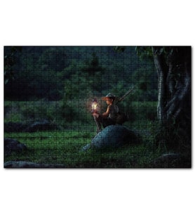 Cakapuzzle Asyalı Kız Gece Lambası ve Orman  Puzzle Yapboz MDF (Ahşap) (500 Parça)
