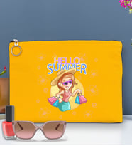 BK Gİft Yaz Temalı-2 Astarlı Portföy Çanta 30x21cm(12 Renk Seçeneği), Baskılı El Çantası, Organizer Çanta (Sarı)