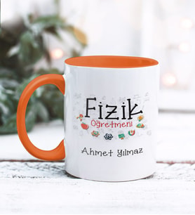 Fizik Öğretmeni Tasarımlı Kişiye Özel Kupa Bardak (Turuncu)