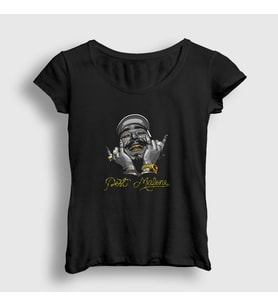 Presmono Kadın Beyaz Laugh Post Malone T-Shirt 304310tt (Siyah)