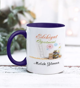 Edebiyat Öğretmeni Tasarımlı Kişiye Özel Kupa Bardak (Lacivert)