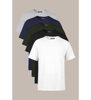 COMEOR Erkek Çok Renkli T- Shirt Regular Fit Rahat Kesim Bisiklet Yaka 5'li Basic Tişört Paketi (Haki)