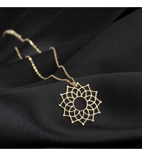 925 Ayar Gümüş Lotus Çiçeği Kadın Kolye Özel Tasarım (Rose)