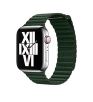 Apple Watch Ultra 49mm Kordon KRD-09 Mıknatıslı Deri Kordon (Koyu Yeşil)
