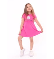Toontoy Kız Bebek Faire Un Voeu Baskılı Elbise (Fuşya)