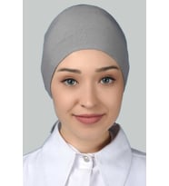 Kadın Pratik Dikişsiz Bağcıklı Kaymayan Tesettür Penye Bone (Gri)