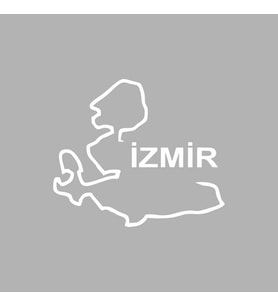 İzmir Harita Araba Sticker siyah 18x15 CM (Beyaz)
