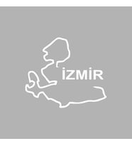 İzmir Harita Araba Sticker siyah 18x15 CM (Beyaz)