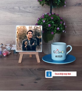 Eczacı Fotoğraflı Dekoratif Taş, Ahşap Altlıklı Türk Kahvesi Fincanı HediyeEczacıya Hediye Eczacılar Günü Hediyesi (Model 5)