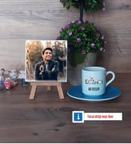 Eczacı Fotoğraflı Dekoratif Taş, Ahşap Altlıklı Türk Kahvesi Fincanı HediyeEczacıya Hediye Eczacılar Günü Hediyesi (Model 5)