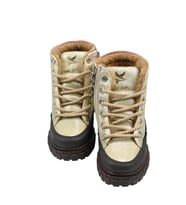 SİA ÇANTA BOOT'S ÇIRTLI & BAĞÇIKLI ORTAPEDİK  & ANATOMİK SAĞLAM KAYMAZ TABANLI UZUN KONÇLU İÇİ KÜRKLÜ NEFES ALAN ÇOCUK SNOW BOOT (Koyu Kahverengi )