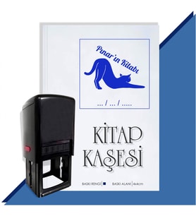 Kişiye Özel  Sevimli Kedi 14 Tarihli Kitap Kaşesi (Mavi)