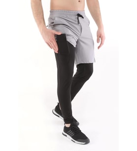 Ghassy Co. Erkek Running Compression Hızlı Kuruma Micropoly Halısaha Antrenman Gym Fitness Koşu Uzun Taytlı Şort  (Açık Gri)