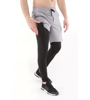 Ghassy Co. Erkek Running Compression Hızlı Kuruma Micropoly Halısaha Antrenman Gym Fitness Koşu Uzun Taytlı Şort  (Açık Gri)