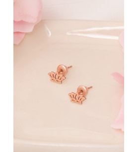 925 AYAR GÜMÜŞ MİNİMAL LOTUS ÇİÇEĞİ KÜPE (Rose)