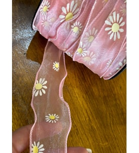 PAPATYA DESENLİ TÜL ŞERİT DİKİŞ GİYİM AKSESUARI EN 5 CM (1 METRE ) (Pembe)