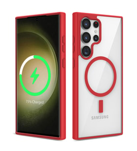 Galaxy S22 Ultra Kılıf Magsafe Wireless Şarj Özellikli Silikon Zore Ege Kılıf (Kırmızı)