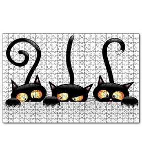 Cakapuzzle Komik Üç Kedi Görseli  Puzzle Yapboz MDF (Ahşap) (1000 Parça)