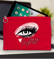 BK Gift Kişiye Özel İsimli-5 Tablet Çantası 30x21cm(12 Renk Seçeneği), Ipad Çantası, Baskılı Tablet Kılıfı (Kırmızı)
