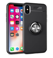 Iphone Xs Max Yüzük Tutuculu Kılıf (Beyaz-Siyah)