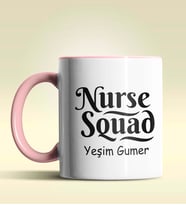 Kişiye Özel Nurse Squad (Hemşire Tayfası) Tasarımlı Turuncu Kupa (Pembe)