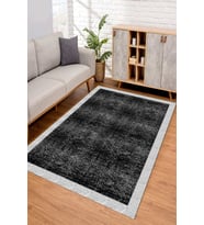 Dijital Kaymaz Taban Yıkanabilir Renkli Salon Halısı Mutfak Halısı Yolluk ND-SD-871 (Siyah)