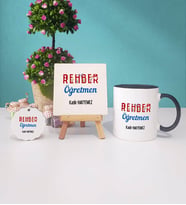 Rehber Öğretmeni Kupa Bardak Lacivert Dekoratif Taş Baskı Anahtarlık (Model 5)