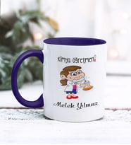 Kimya Öğretmeni Tasarımlı Kişiye Özel Kupa Bardak (Lacivert)