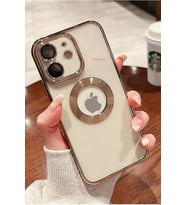 iPhone 11 Kılıf Köşeleri Renkli Şeffaf Kamera Korumalı Silikon Luxury Kapak (Gold)