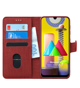 Samsung Galaxy M31 Kılıf Fabric Book Wallet (Kırmızı)