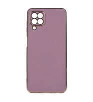 Samsung Galaxy M22 Kılıf Kenarları Gold Kamera Korumalı Renkli Pastel Silikon Açık Yeşil BARK (Mor)