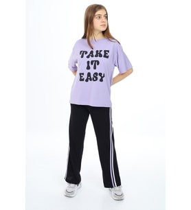 Kız Çocuk Şerit Detaylı Bloklu Takım 9-14 Yaş Px025 ANGELOS GIRLS (Lila)