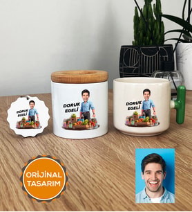 Kişiye Özel Karikatürlü Diyetisyen Hediye Seti T Kupa, Kalemlik, Anahtarlık Diyetisyenler Günü Hediyesi Erkek Diyetisyene Hediye (Yeşil)