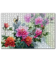 Cakapuzzle Şakayık Çiçeği Ve Kuşlar  Puzzle Yapboz MDF (Ahşap) (500 Parça)