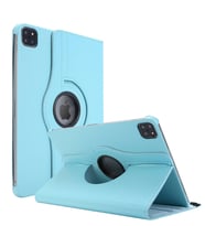 Apple İpad Pro 12.9'' 2020 4.Nesil Kılıf, (A2229-A2069-A2232) 360 Rotating Stand Deri (Mavi)
