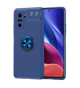 Xiaomi Poco F3 Kılıf Yüzüklü Magnetli Ravel Case (Mavi)