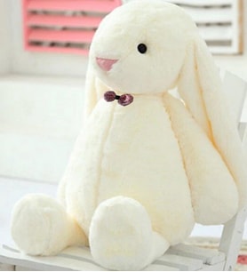 Uyku Arkadaşım PAPYONLU Uzun Kulak 65 cm Peluş Tavşan ve Eğitici Eğlenceli Etkinlik SETİ (Beyaz)