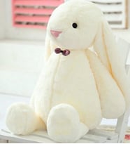 Uyku Arkadaşım PAPYONLU Uzun Kulak 65 cm Peluş Tavşan ve Eğitici Eğlenceli Etkinlik SETİ (Beyaz)