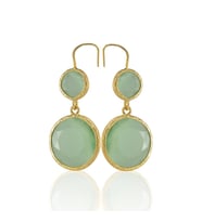 Kadir Jewellery 22 Ayar Altın Kaplama Kadın Taşlı Küpe -El İşçiliği Ve Hipoalerjenik Küpe (Açık Yeşil)