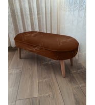Ultra Lüks Oval Parrot Puf Ahşap Ayak (Kahverengi)
