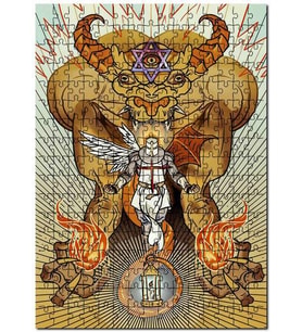Cakapuzzle Ilütirasyon Üç Gözlü Canavar Melek Şovalye Puzzle Yapboz MDF (Ahşap) (1000 Parça)