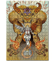Cakapuzzle Ilütirasyon Üç Gözlü Canavar Melek Şovalye Puzzle Yapboz MDF (Ahşap) (1000 Parça)