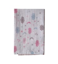 %100 Organik Pamuk Müslin Bebek Battaniyesi Ebat 80 X 90 Bulut Desen (Pembe)