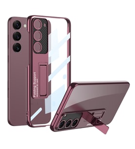 Galaxy S23 Plus Kılıf Kamera Korumalı Şeffaf Tasarımlı Zore Lego Standlı Kılıf (Mürdüm)