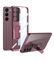 Galaxy S23 Plus Kılıf Kamera Korumalı Şeffaf Tasarımlı Zore Lego Standlı Kılıf (Mürdüm)