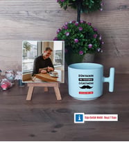 Erkek Öğretmene Hediye Fotoğraflı Dekoratif Taş, Kupa Bardak Beyaz Hediye (Model 12)