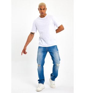 Erkek Bisiklet Yaka Oversize Fit Tişort SPR21Y30 (Kiremit)